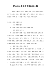 民办非企业财务管理制度5篇