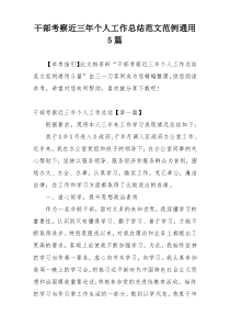 干部考察近三年个人工作总结范文范例通用5篇