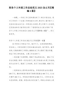 财务个人年度工作总结范文2023怎么写【精编4篇】