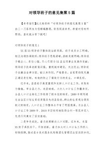 对领导班子的意见集聚5篇