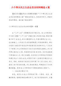 六个带头民主生活会发言材料精选4篇