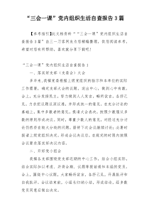 “三会一课”党内组织生活自查报告3篇