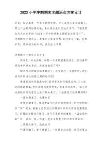 2023小学冲刺期末主题班会方案设计