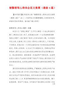 辅警酒驾心得体会范文集聚（最新4篇）