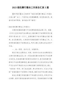 2023烟花爆竹整治工作报告汇报3篇
