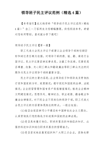 领导班子民主评议范例（精选4篇）