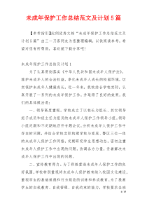 未成年保护工作总结范文及计划5篇