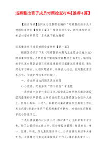 巡察整改班子成员对照检查材料【推荐4篇】