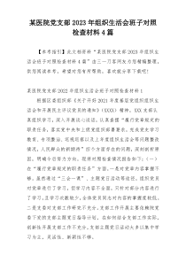 某医院党支部2023年组织生活会班子对照检查材料4篇