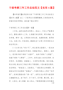 干部考察三年工作总结范文【实用4篇】