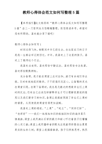 教师心得体会范文如何写整理5篇