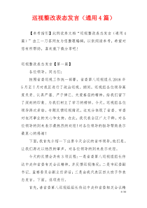 巡视整改表态发言（通用4篇）