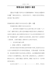 青春总结【通用5篇】