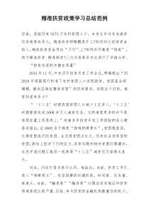 精准扶贫政策学习总结范例