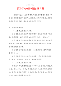 员工行为守则制度实用5篇