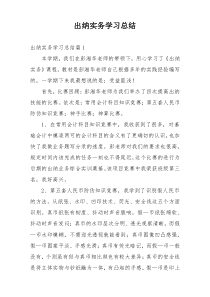 出纳实务学习总结
