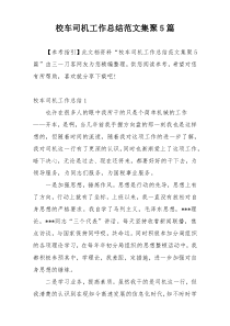 校车司机工作总结范文集聚5篇