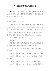 关于政治审查情况报告20篇
