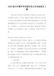 2023奋力开展半年攻坚行动工作总结范文3篇