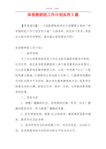 体育教研组工作计划实用5篇