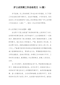 护士试用期工作总结范文（4篇）