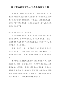 新入职电商运营个人工作总结范文3篇