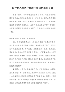 银行新入行客户经理工作总结范文5篇