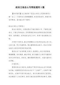 政治立场怎么写简短通用3篇