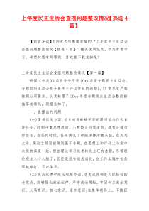 上年度民主生活会查摆问题整改情况【热选4篇】