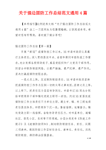 关于强边固防工作总结范文通用4篇