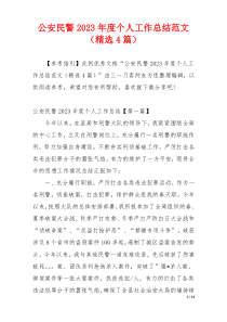 公安民警2023年度个人工作总结范文（精选4篇）
