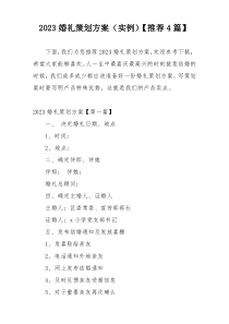 2023婚礼策划方案（实例）【推荐4篇】