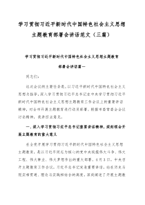 学习贯彻习近平新时代中国特色社会主义思想主题教育部署会讲话范文（三篇）
