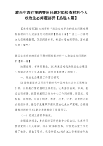 政治生态存在的突出问题对照检查材料个人政治生态问题剖析【热选4篇】