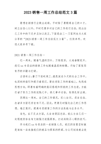 2023销售一周工作总结范文3篇