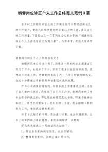 销售岗位转正个人工作总结范文范例3篇