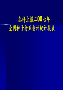 怎样上报二00七年全国种子行业会计统计报表