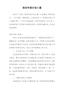 保安年度计划5篇