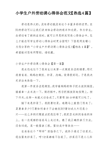 小学生户外劳动课心得体会范文【热选4篇】