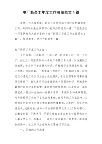 电厂新员工年度工作总结范文4篇
