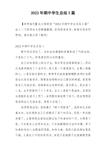 2023年期中学生总结3篇