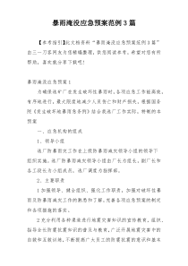 暴雨淹没应急预案范例3篇