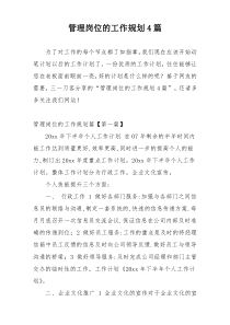 管理岗位的工作规划4篇