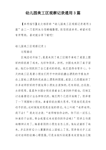 幼儿园美工区观察记录通用3篇