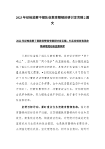 2023年纪检监察干部队伍教育整顿的研讨发言稿2篇文