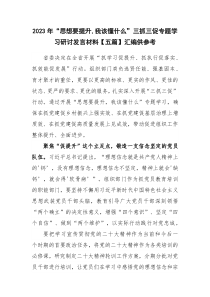 2023年“思想要提升,我该懂什么”三抓三促专题学习研讨发言材料【五篇】汇编供参考