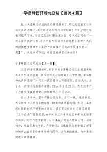 学雷锋团日活动总结【范例4篇】