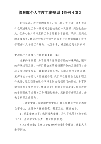 管理部个人年度工作规划【范例4篇】