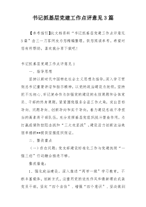 书记抓基层党建工作点评意见3篇