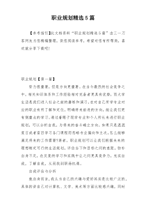 职业规划精选5篇